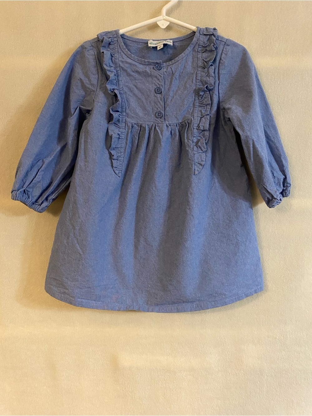 Elizabeth Cate 2T cotton blue chambray ruffle long sleeve dress